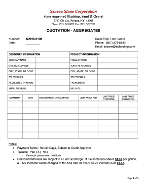 Sand Supply Quotation Format