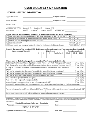 Form C Application for Use of Infectious Agents Gvsu