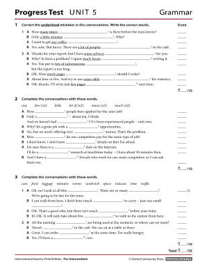 Progress Test Unit 5  Form