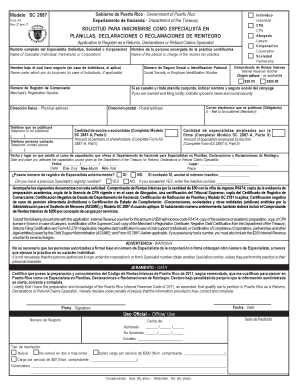 Modelo SC 2887 Gobierno De Puerto Rico Government of Hacienda Pr  Form