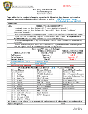  New Jersey Internship State Parole Board 2016-2024