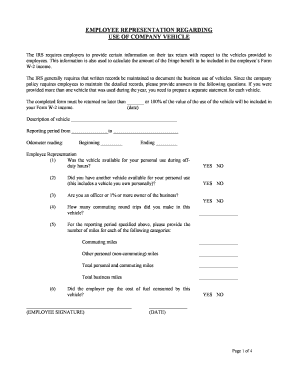 Company Vehicle Use Agreement Template  Form