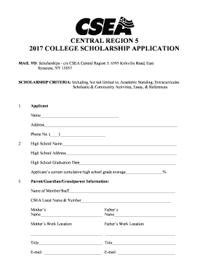  Download Our Scholarship Application Form CSEA Local 1000 2017-2024