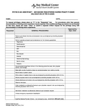 Privilege Form for Nurses