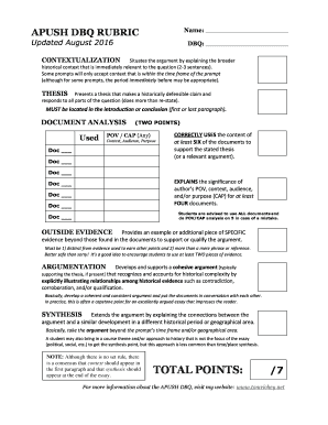  Dbq Rubric 2016