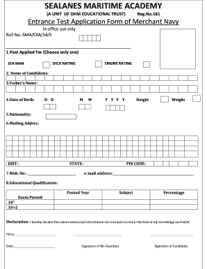 Sealane Maritime Academy  Form