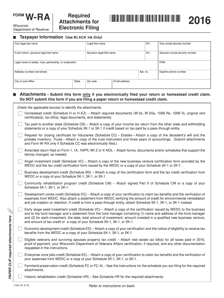  Wisconsin Wra  Form 2016