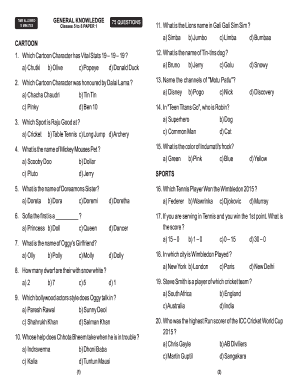 Gk for Class 1 to 5  Form