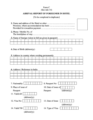 Form C See Rule 14 ARRIVAL REPORT of FOREIGNER in Ernakulamrural Keralapolice Gov