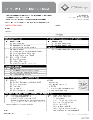 Vcs Pathology Order Form