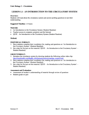 Unit Biology C Circulation Answer Key PDF  Form