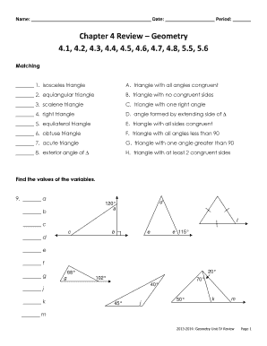 Geometry Chapter 4 Review PDF  Form