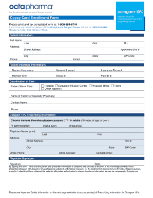 Octagam Copay Assistance Form