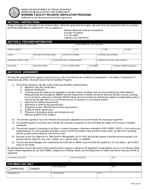 NURSING FACILITY INVASIVE VENTILATOR PROGRAM Mmac Mo  Form