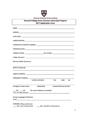 Application Form Korea Fas Harvard