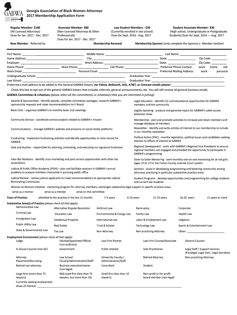  Gabwa Membership 2017-2024