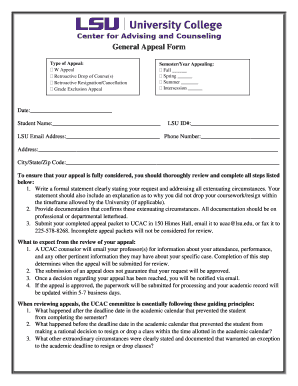 Lsu Appeal Form