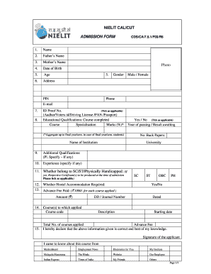 Admission Form R5 Nielit Gov in