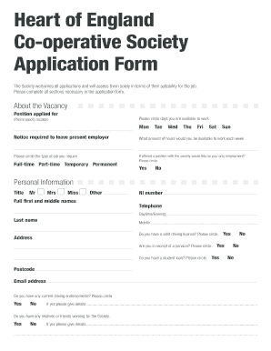 Co Operative Society Application Form PDF