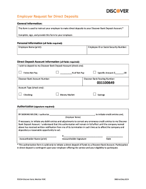 Discover Direct Deposit Form