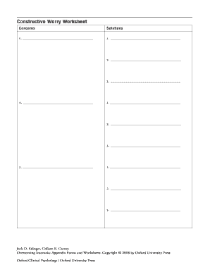 Constructive Worry Worksheet  Form