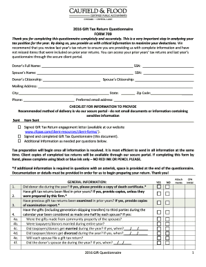 Gift Tax Return Questionnaire FORM 709