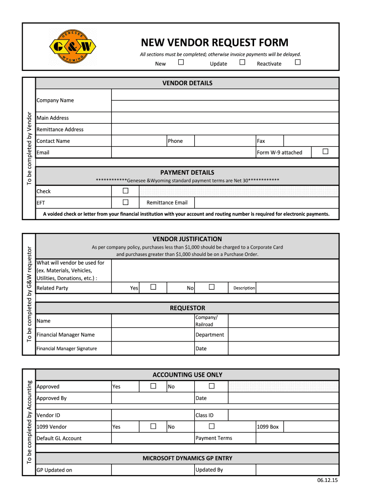  New Vendor Form 2015