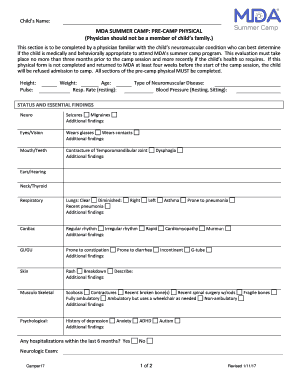  Form Pre Camp Physical Form Camper UltraCamp 2017-2024