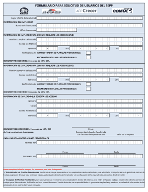 Formulario Para Solicitud De Usuarios Del Sepp