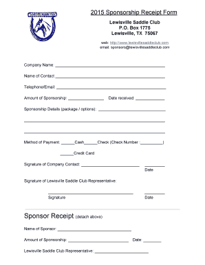 Sponsorship Receipt  Form