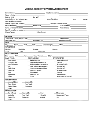 VEHICLE ACCIDENT INVESTIGATION REPORT Qdata Alafarm Com  Form