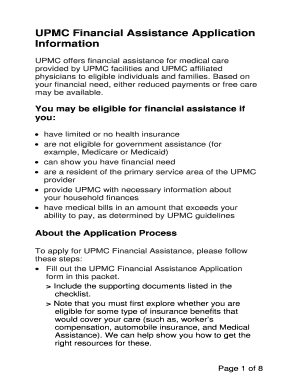 Upmc Financial Assistance Application  Form