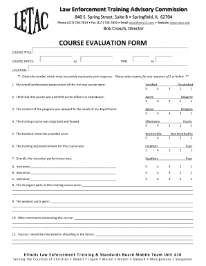 COURSE EVALUATION FORM Law Enforcement Training Advisory Letac