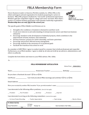 Fbla Membership Form