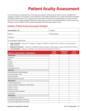 Patient Acuity Sheets  Form