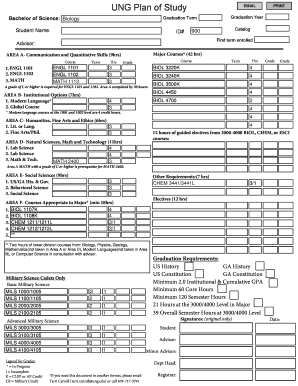 Ung Plan of Study  Form