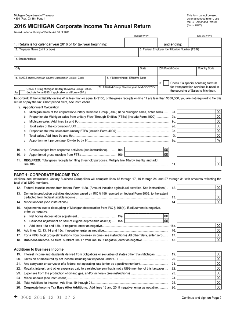  Form 4891 2016