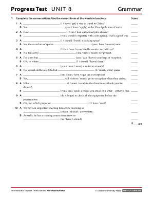 Unit 8 Progress Test a  Form