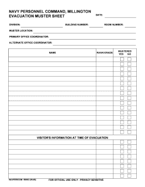 Navy Muster Sheet  Form