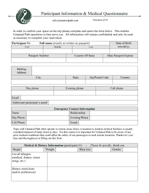 Participant Information Form Untamed Path Adventures