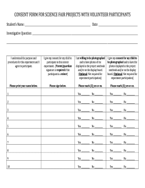CONSENT FORM for SCIENCE FAIR PROJECTS with VOLUNTEER PARTICIPANTS Iusd