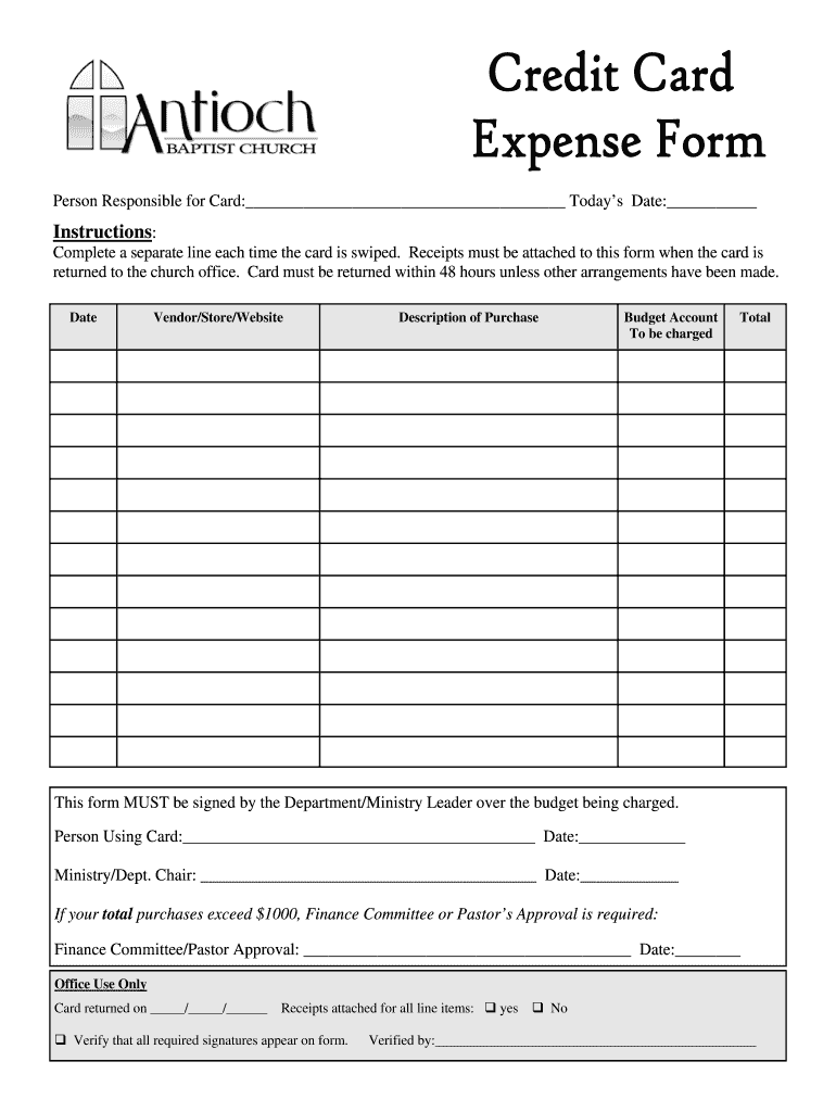 Credit Card Expense Simple Pub  Form