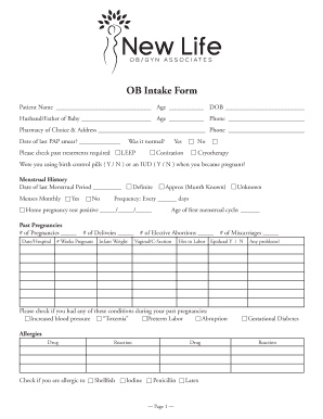 OB Intake Form Drleeobgyn Net