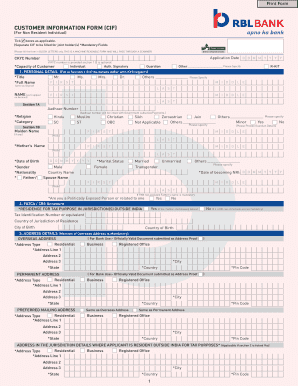 Cif Number Rbl Bank  Form