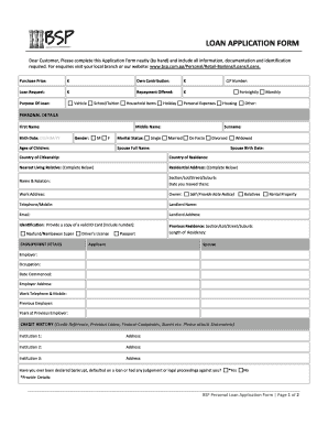 Personal Loan Application Form PDF 2017
