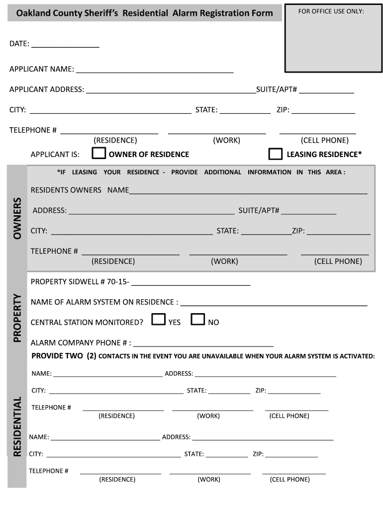  Oakland County Sheriff S Residential Alarm Registration Rochesterhills 2016-2024