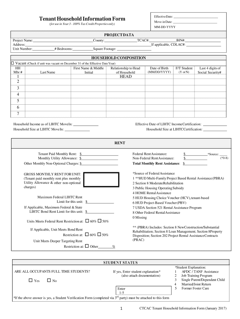 Tenant Household  Form