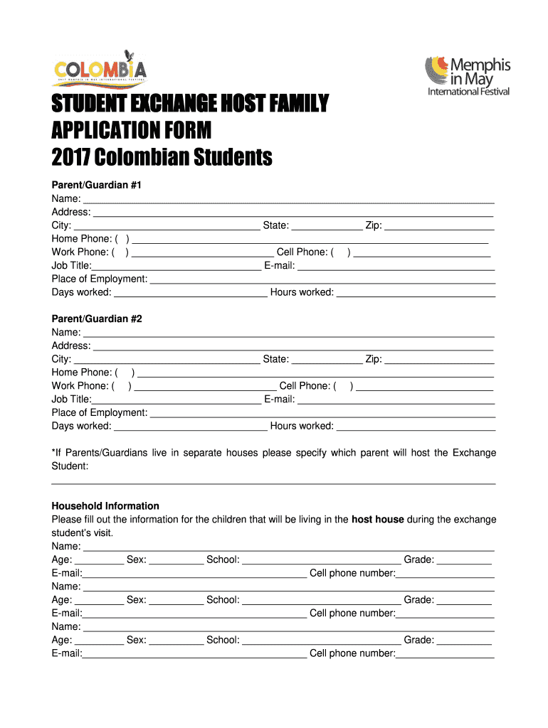  STUDENT EXCHANGE HOST FAMILY APPLICATION FORM Memphisinmay 2017-2024