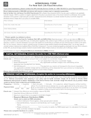  If You Need Assistance, Please Contact the NYL Annuity Service Center at 1 800 762 6212 or Your Representative 2017