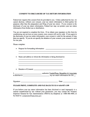 Consent to Disclosure of Tax Return Information Template